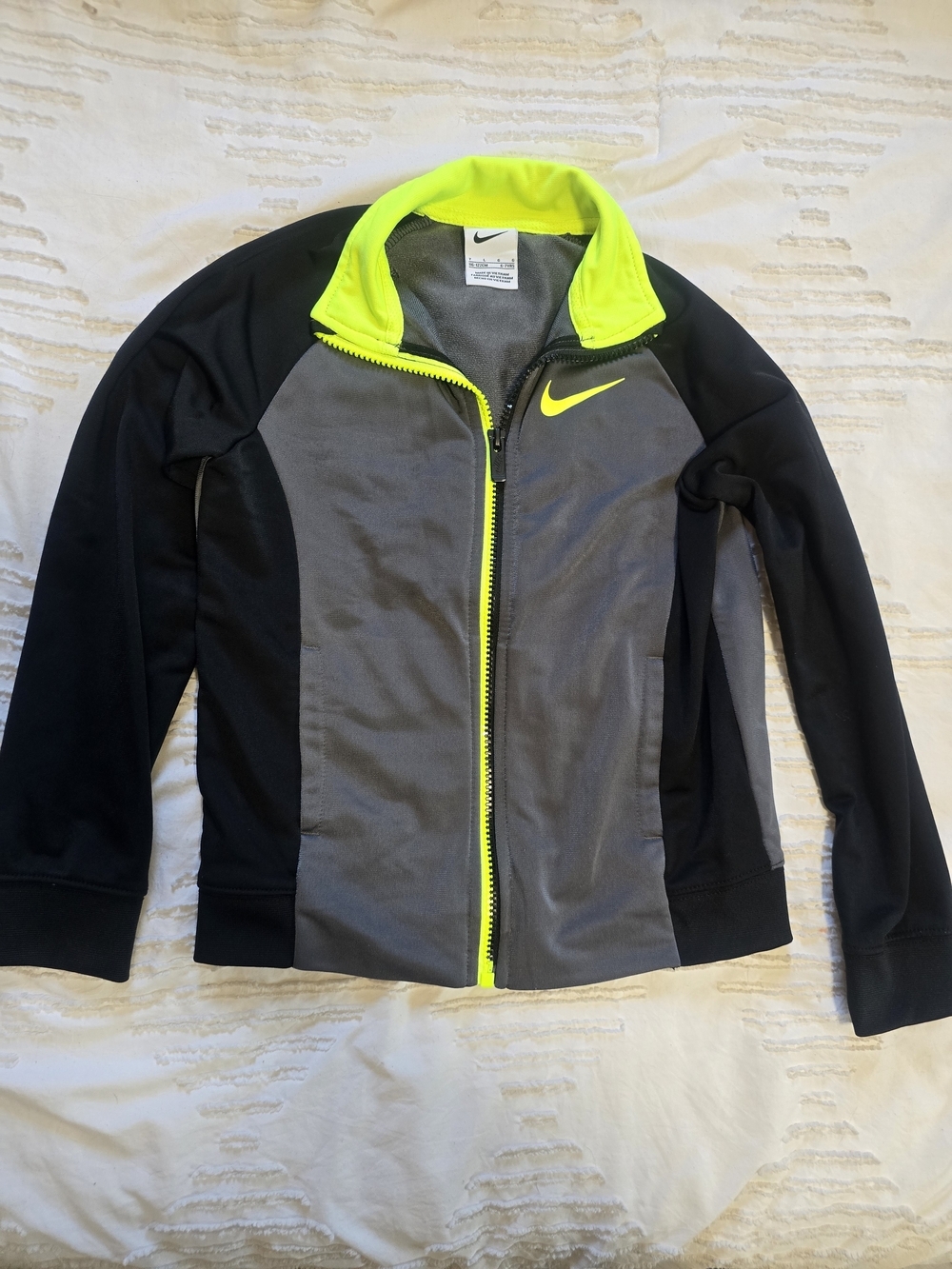 Nike Youth Full Zip Track Jacket Gray Black Volt Boys Size Large 6-7